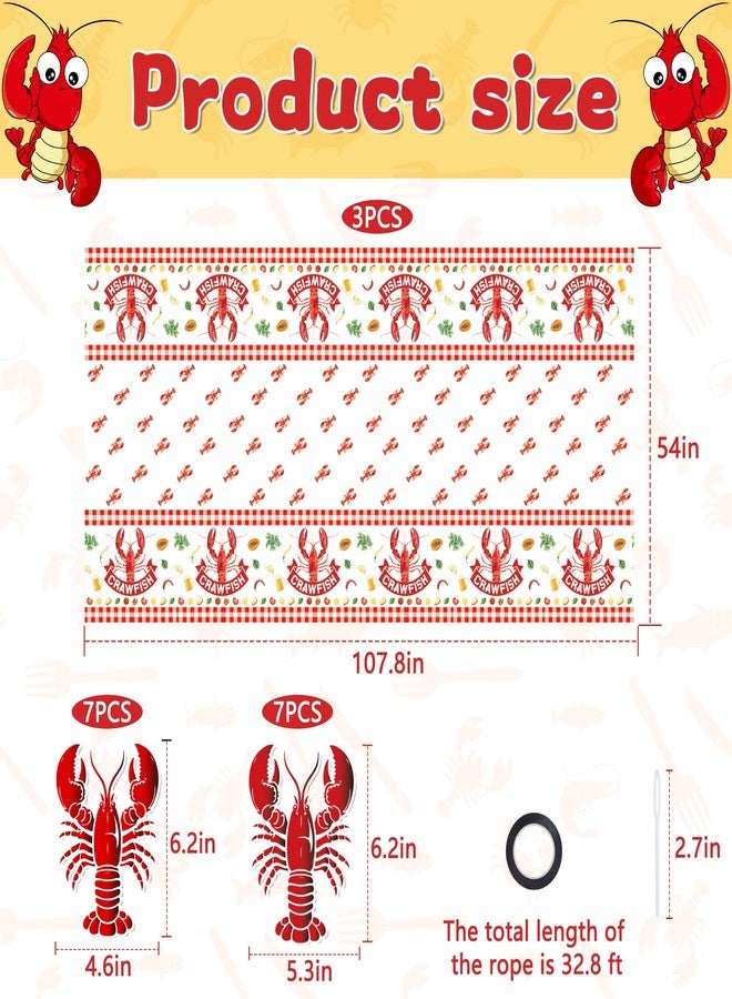 Iceyyyy 4 Pcs Crawfish Party Decorations Set-108"x54" White and Red Tablecloth & 32.8Ft Lobster Banner-Crawfish Boil Party Supplies for Birthday Party Lobster Festival Summer Barbecue Decor Supplies - Image 2